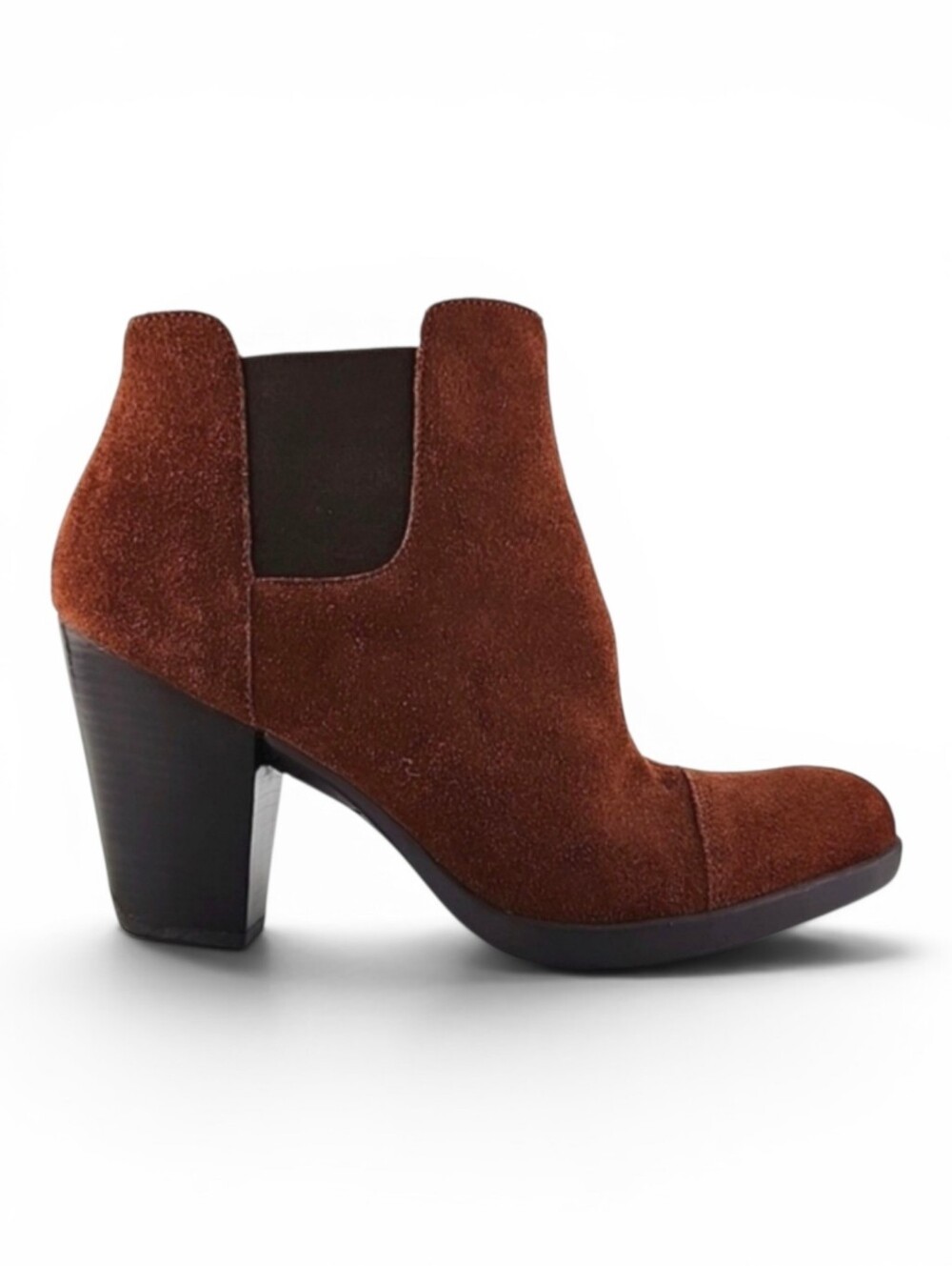 Kenneth Cole Reaction Women's Cognac Suede Heeled Ankle Boots Slip On Size 10M